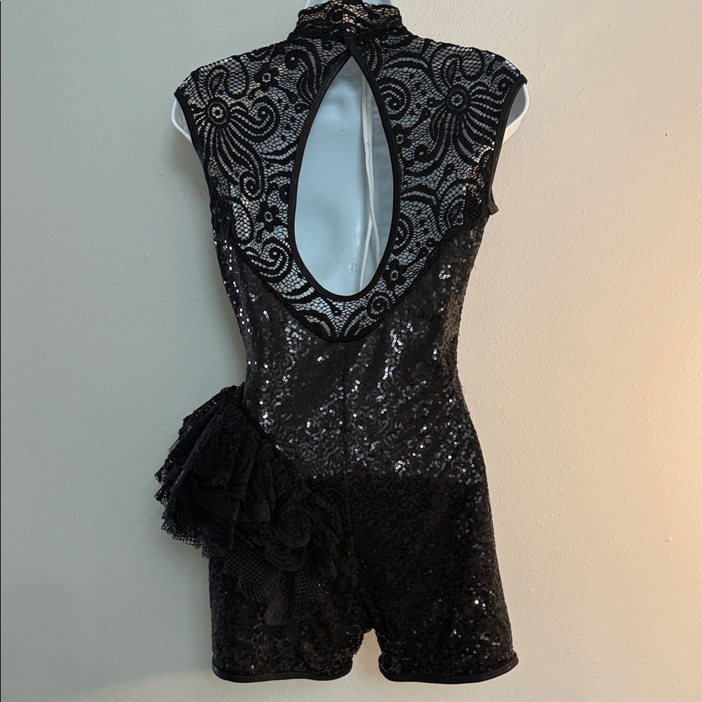 Elegant Black Lace Sequin Dress EUC M - Picture 4 of 6
